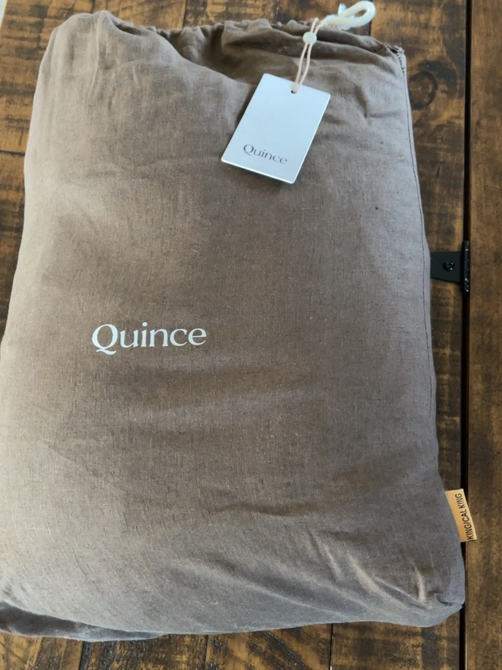 NWT Quince European Linen 3 Piece Duvet Cover Set, King/Cal (Espresso)